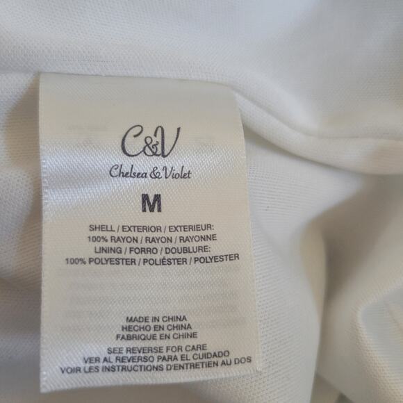 Chelsea & Violet Embroidered Crepe Mini Dress Size Medium White - Picture 3 of 5